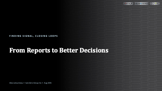 3. Sub Zero Slides - From Reports to Better Decisions thumbnail